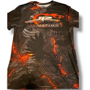 Nascar mens T-Shirt - Black and Orange Flames
